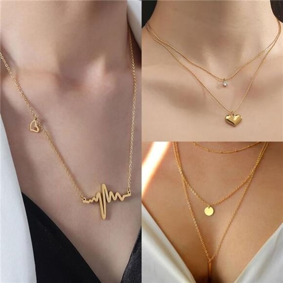 16-Piece Gold Pendant Necklace Set – Minimalist Fashion Jewelry Collection - Picture 2 of 6